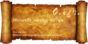 Obrusánszky Éva névjegykártya